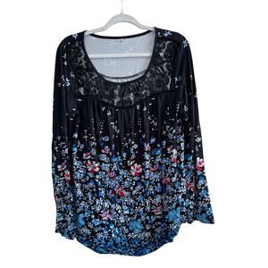 NWOT Women's Flowered Long Sleeve Casual Flowy Blouse XL
